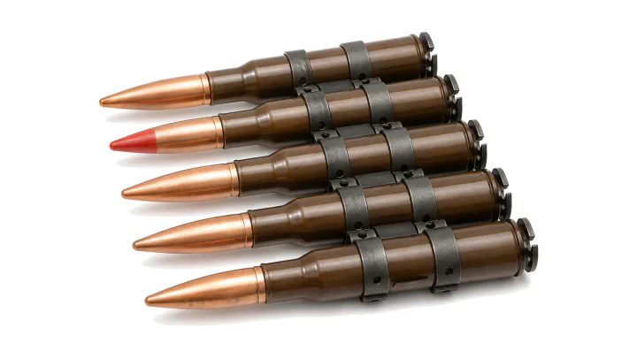 12.7 x 99 mm linked steel-case cartridges, ball and tracer