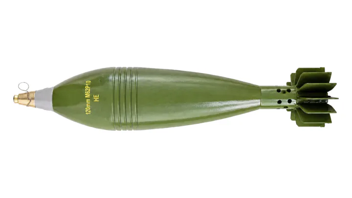 120 mm M62P10 HE mortar bomb