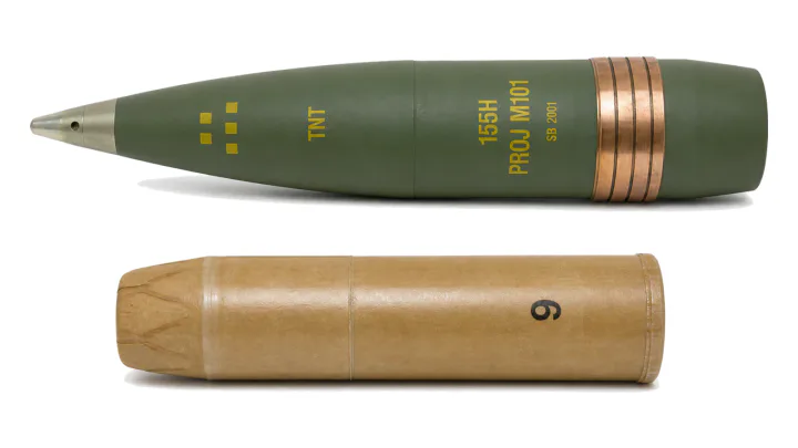 155 mm HE round M101 with MC zone 9 propellant charge