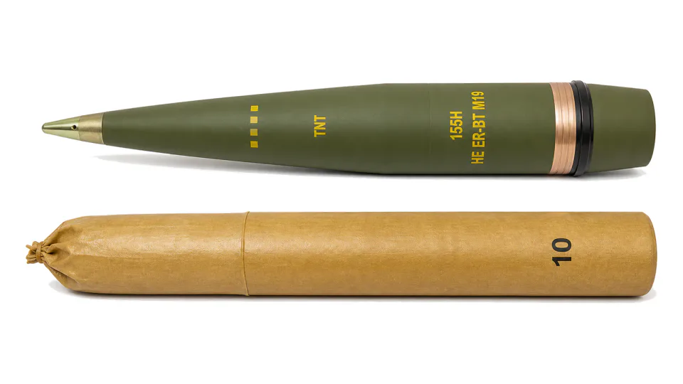 155 mm HE ER-BT round M19 with MC zone 10 charge