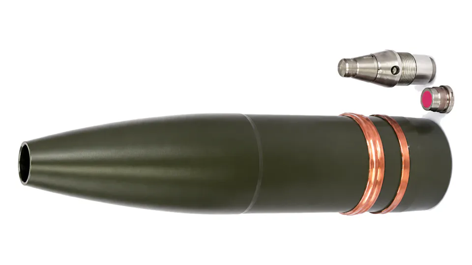 155 mm HE ERFB-BB projectile M03, projectile and fuze components