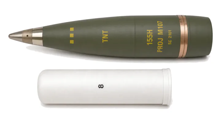 155 mm HE projectile M107 with MC zone 8 charge