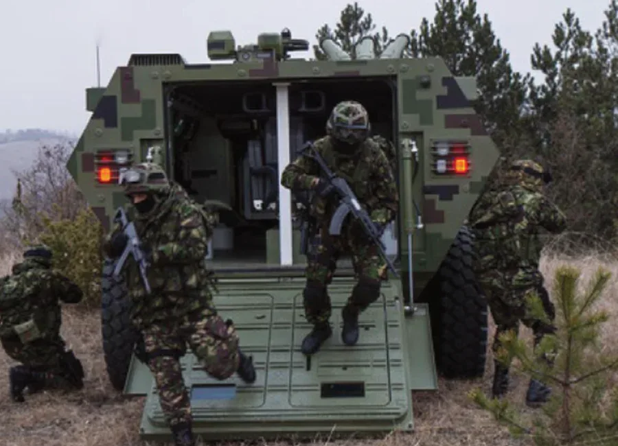 LAZAR III P infantry combat support vehicle, rear ramp down