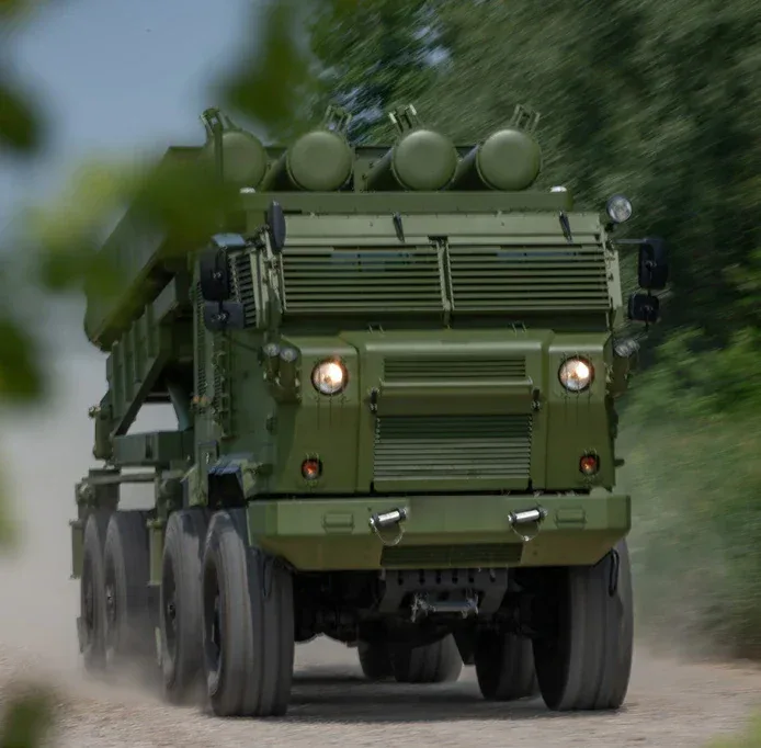 Modular self-propelled long-range multiple launch rocket system SUMADIJA, in travelling order
