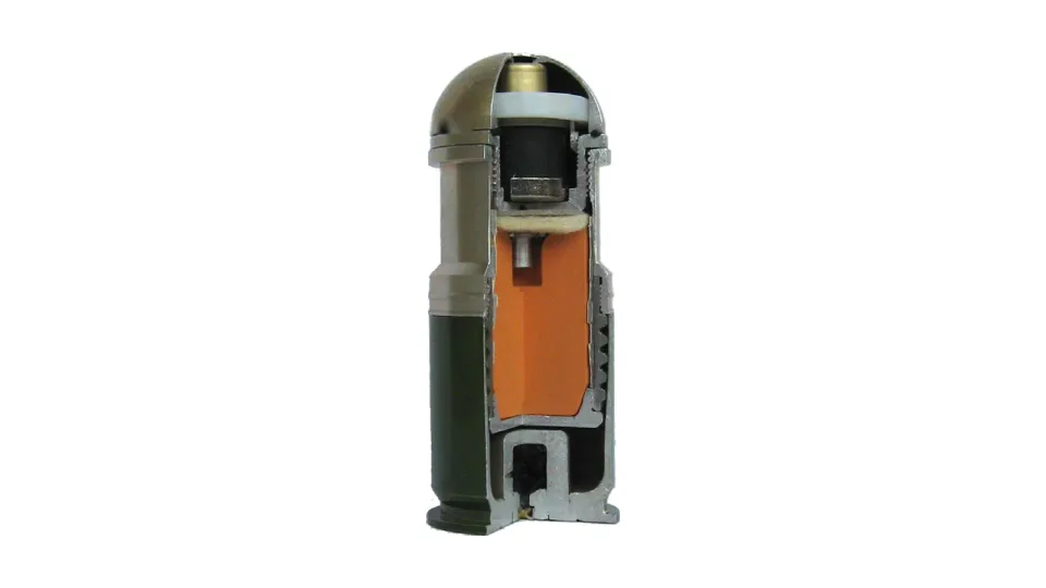 40x46 mm HE Grenade Launcher Round M17, sectioned view