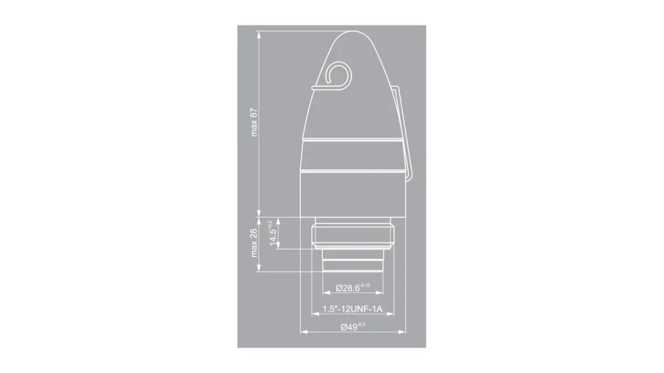 ETSQ M365 electronic time mortar fuze, dimensioned drawing