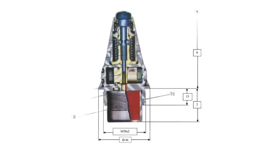 UT M68P1 mortar impact fuze, sectioned
