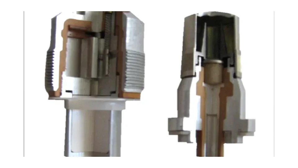 UT-PE M87P1 piezoelectric fuze, sectioned halves